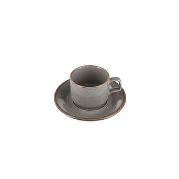 Porland Seasons Koyu Gri 190 cc 6 Adet Tabaklı Çay Fincanı