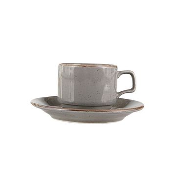 Porland Seasons Koyu Gri 190 cc Tabaklı Çay Fincanı