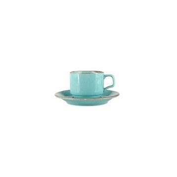 Porland Seasons Turkuaz Tabaklı 190 cc 6 Adet Çay Fincanı