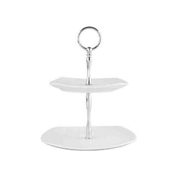 Porland Square Beyaz Katlı Kurabiye Tabağı