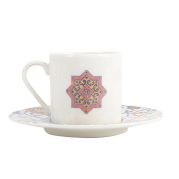 Porland Tiles Desen 3 90 cc Tabaklı Porselen Kahve Fincanı
