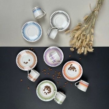 Porser Palm Mix 12 Parça Kahve Renkli 90CC Fincan Takımı