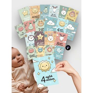 Postermanya Bebek Aylık Anı Hatıra Kartları