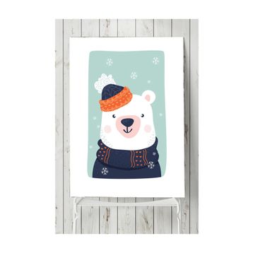 Postermanya Kutup Ayısı Kış Çocuk Odası 70x100 cm Poster