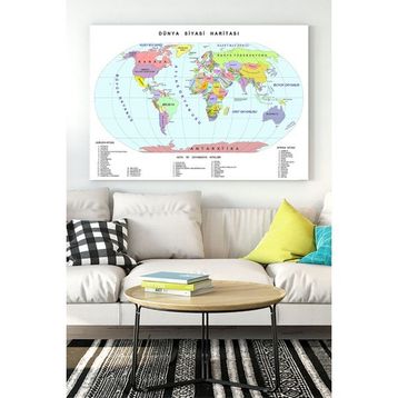 Postermanya Mavi Dünya Haritası 30x40 cm Poster