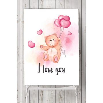 Postermanya Pembe Ayıcık Çocuk Odası 40x60 cm Poster