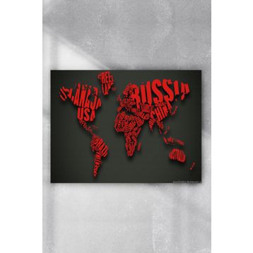 Postermanya Yazılı Dünya Haritası 90x130 cm Poster