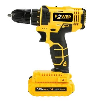 Power Black Germany 58VF 5 Ah Metal Şanzıman Çift Akülü 24 Parça Şarjlı Matkap