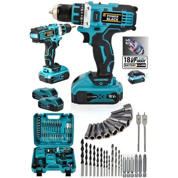 Power Black Pro Germany Technology Çift Akü 30 Parça Şarjlı Matkap