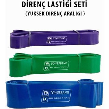 Powerband 3 Adet Direnç Lastiği ve Egzersiz Bandı Yüksek Direnç Seti