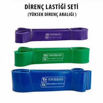Powerband 3 Adet Direnç Lastiği ve Egzersiz Bandı Yüksek Direnç Seti