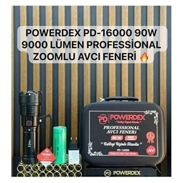 Powerdex PD-16000 9000 Lümen Profesyonel Zoomlu Güçlü Uzun Menzilli Avcı El Feneri