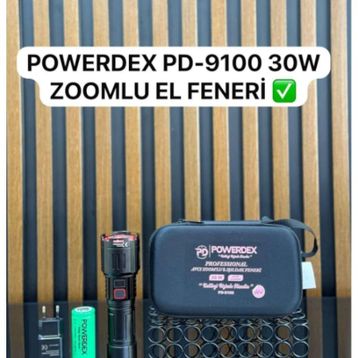 Powerdex PD-9100 30 W 2800 Lümen Zoomlu Şarjlı Profesyonel Avcı El Feneri