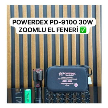 Powerdex PD-9100 30 W 2800 Lümen Zoomlu Şarjlı Profesyonel Avcı El Feneri