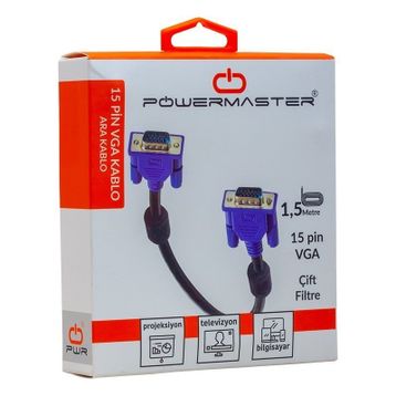 Powermaster 15 Pin Erkek/Erkek 1.5 m Vga Kablo