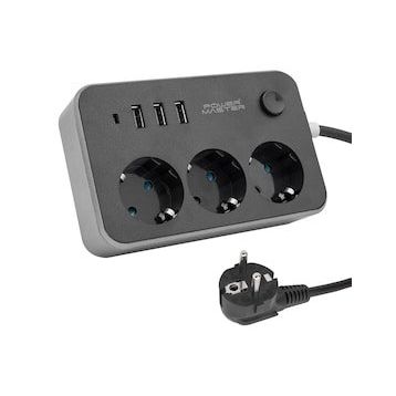Powermaster 3 USB Çıkışlı 1.8 m Kablolu 3'lü Akım Korumalı Priz