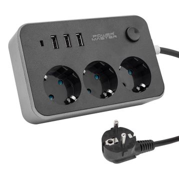 Powermaster 3 USB Çıkışlı 1.8 m Kablolu 3'lü Akım Korumalı Priz