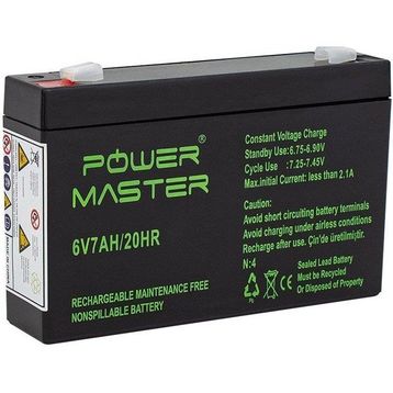Powermaster 6 Volt 7 Amper 150x50x94 mm Akü
