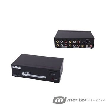 Powermaster AV-104 4 Port Video Audio Splitter