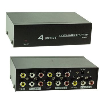 Powermaster AV-104 4 Port Video Audio Splitter