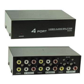 Powermaster AV-104 4 Port Video Audio Splitter
