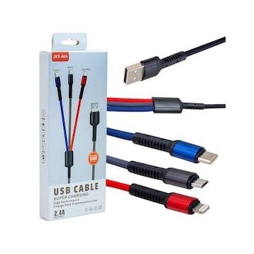 Powermaster JKX-44 Usb To Mıcro Usb Type-c Lıghtnıng 3'lü 2.4 Amper Sarj Kablosu