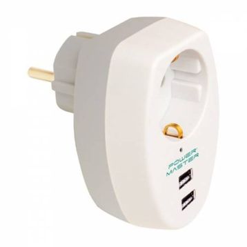 Powermaster PM-4911 10 A 2500 W 2xUSB Girişli Tekli Termal Priz