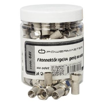 Powermaster RG6-U4 100'lü Kutu Geniş Tip F Konnektör