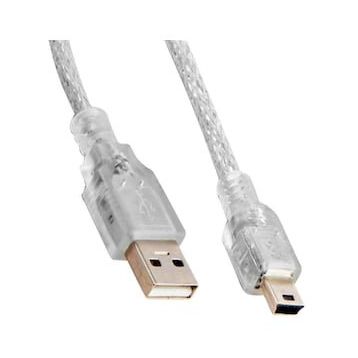 Powermaster USB 2.0 Şeffaf 5 mt Usb AM Mini 5 Pin Kablo