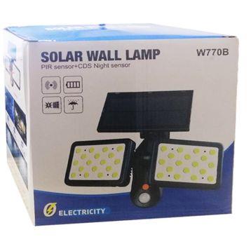Powermaster W770B Sensörlü 36 Cob Ledli Solar Aydınlatmalı Duvar Lambası