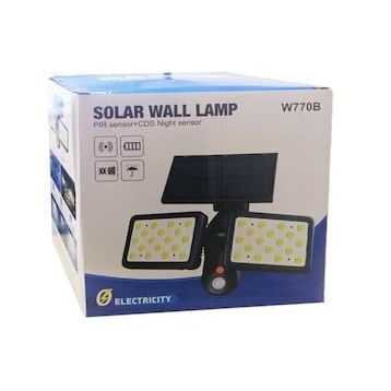 Powermaster W770B Sensörlü 36 Cob Ledli Solar Aydınlatmalı Duvar Lambası