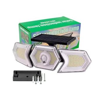 Powermaster W774A Solar Güneş Enerjili Geniş Açılı Çift Kanatlı 254 SMD Ledli 3 Modlu Beyaz İndüksiyon Lambası