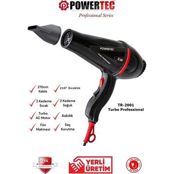 Powertec TR-2001 Profesyonel 2500W Saç Kurutma Fön Makinesi