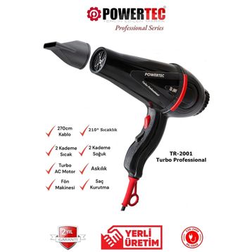 Powertec TR-2001 Profesyonel 2500W Saç Kurutma Fön Makinesi
