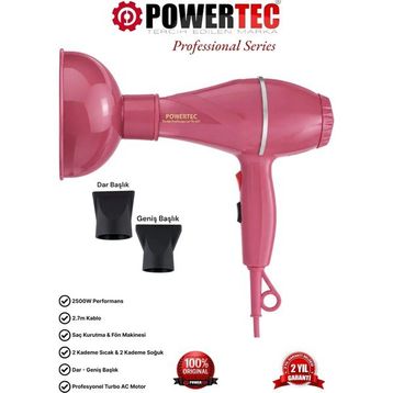 Powertec TR-501 Pembe Saç Kurutma Makinesi + Vigo