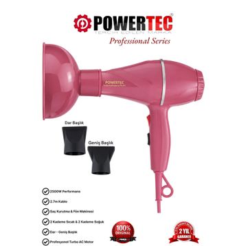 Powertec TR-501 Pembe Saç Kurutma Makinesi + Vigo