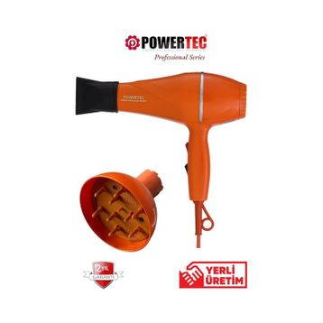 Powertec TR-501 Turuncu Profesyonel Fön Makinesi + Başlık