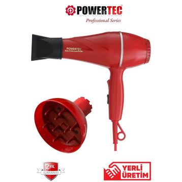 Powertec TR-501 Vigo Başlıklı Kırmızı Profesyonel Saç Kurutma Makinesi