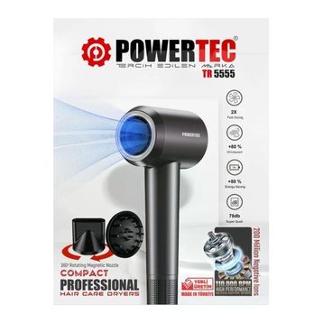Powertec TR-5555 S Gri Plazma 1600 W Fön Makinesi