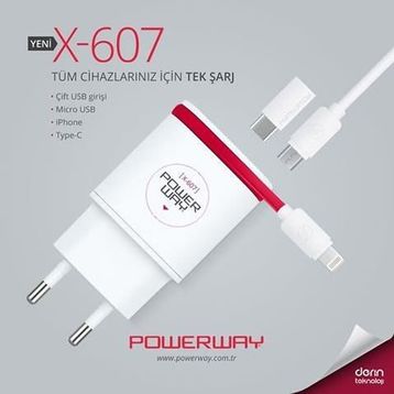 Powerway X-607 Beyaz Ev Tipi Şarj Cihazı