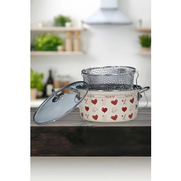 PR Home Enjoy Kırmızı Emaye 22 cm Kızartma Tenceresi