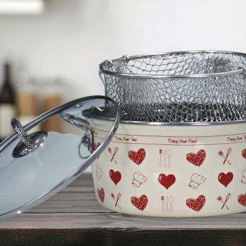 PR Home Enjoy Kırmızı Emaye 22 cm Kızartma Tenceresi