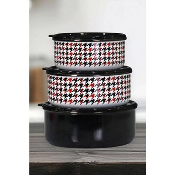PR Home Forte Black Emaye 3'lü Saklama Seti