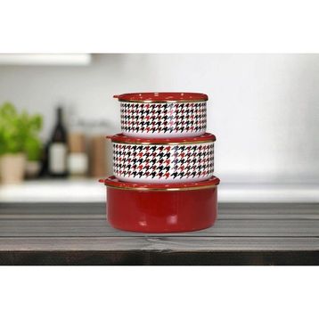 PR Home Forte Red Emaye 3'lü Saklama Seti