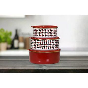 PR Home Forte Red Emaye 3'lü Saklama Seti