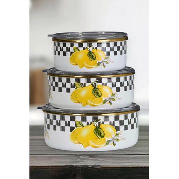 PR Home Lemon Emaye 3'lü Saklama Seti