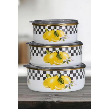 PR Home Lemon Emaye 3'lü Saklama Seti