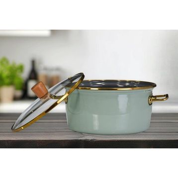 PR Home Soft Green Emaye 22 cm Kızartma Tenceresi