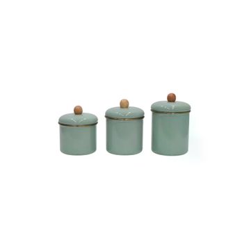 PR Home Soft Green Emaye 3'lü Baharatlık Seti