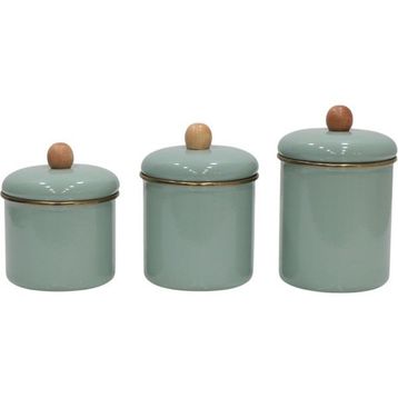 PR Home Soft Green Emaye 3'lü Baharatlık Seti